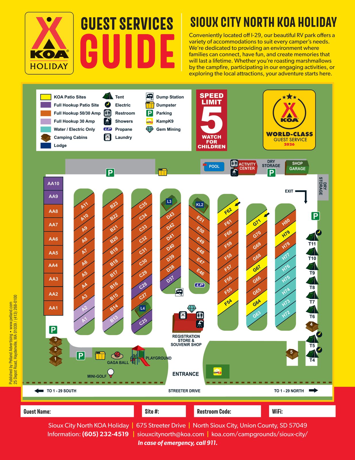 Sioux City North KOA site map, 2026